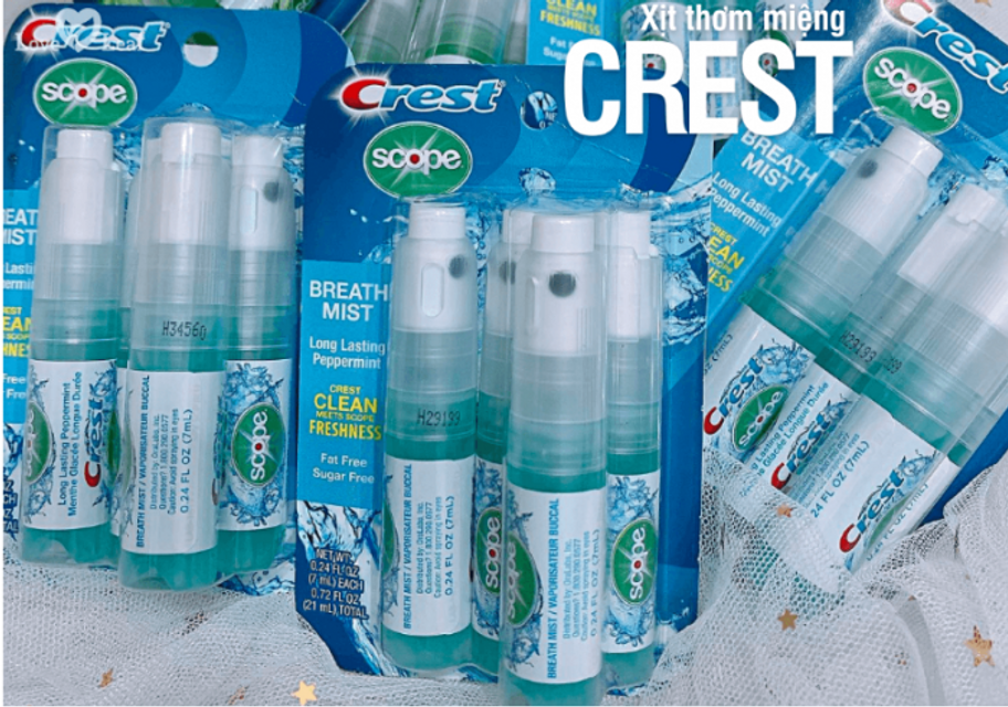 Nước xịt thơm miệng Crest Scope 7ml lốc 4 chai 1